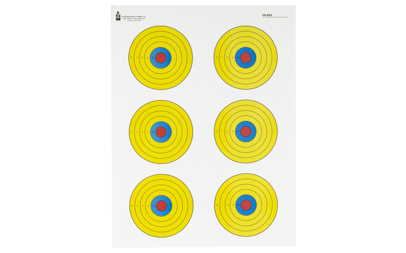 Action Target Action Target, PR-BE6, High Visibility Fluorescent Yellow, 6 Bull's-Eye Target, Blue/Red/Yellow, 17.5"x23", 100 Per Box PR-BE6-100