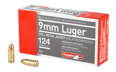 Aguila Ammunition Pistol, 9MM, 124 Grain, Full Metal Jacket, 50 Round Box 1E092110