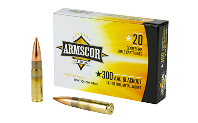 Armscor 300 AAC Blackout, 147 Grain, Full Metal Jacket, 20 Round Box FAC300AAC-1N