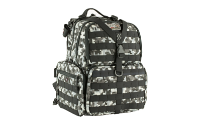 GPS Tactical Range Backpack, Gray Digital Camo, Soft, Holds 3 Pistols, Padded Waist Strap and Internal Honeycomb Frame for Load Stability, Includes Pull Out Rain Cover, 4 Outside Zipper Pockets for Ammo and Other Accessories, MOLLE Webbing System for Adding Accessories GPS-T1612BPGDC