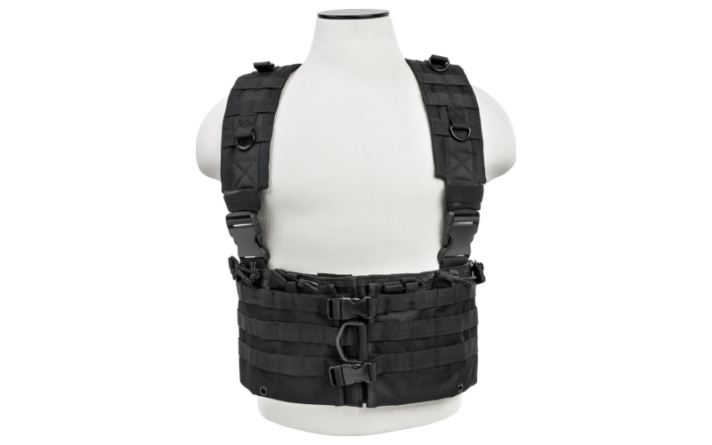 NCSTAR AR Chest Rig, Nylon, Black, Fully Adjustable, PALS/ MOLLE Webbing, Features Integrated 6 Double AR Magazine pouches CVARCR2922B