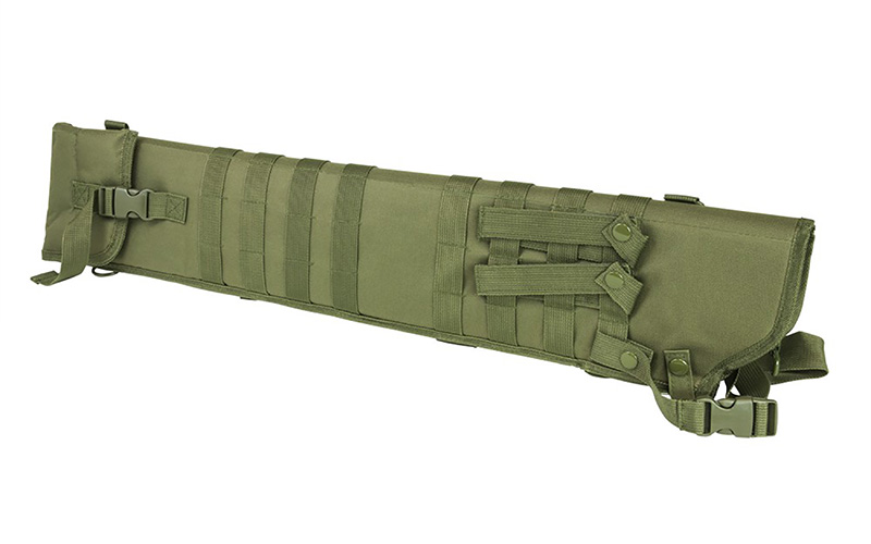 NCSTAR Shotgun Scabbard, Green, Nylon, 29" Length, Six Metal D-Ring locations, Includes Padded Shoulder Sling CVSCB2917G