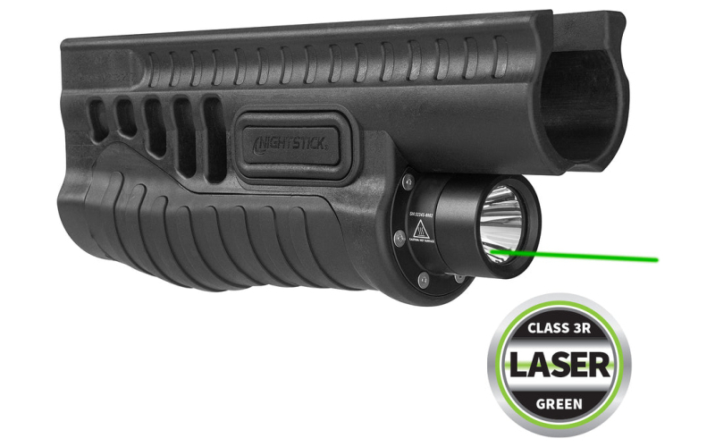 Nightstick SFL-11GL, Nightstick Flashlight/Laser Combo, Green Laser, Fits Mossberg 500/590/Shockwave, Black, Includes 2 CR123A SFL-11GL