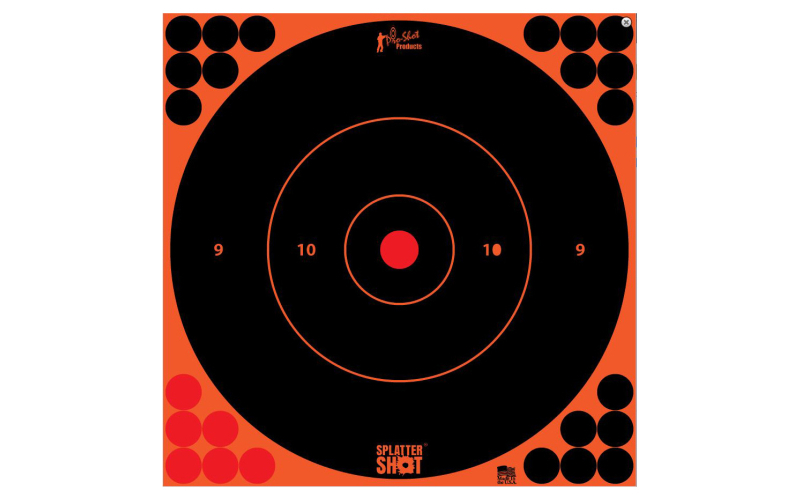 Pro-Shot Products Splatter Shot, 12" Bullseye, Adhesive Target, 5 Pack, Black/Orange 12B-ORNGE-5PK