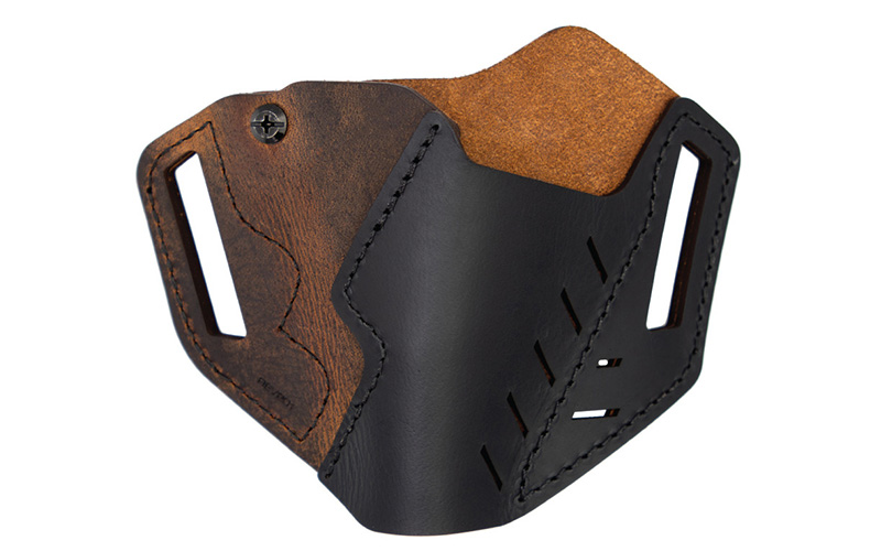 Versacarry Revolver Belt Holster, Fits S&W J-Frame and Ruger LCR, Black and Distressed Brown Color, Water Buffalo Leather, w/ Tension Adjustment, Right Hand REV201