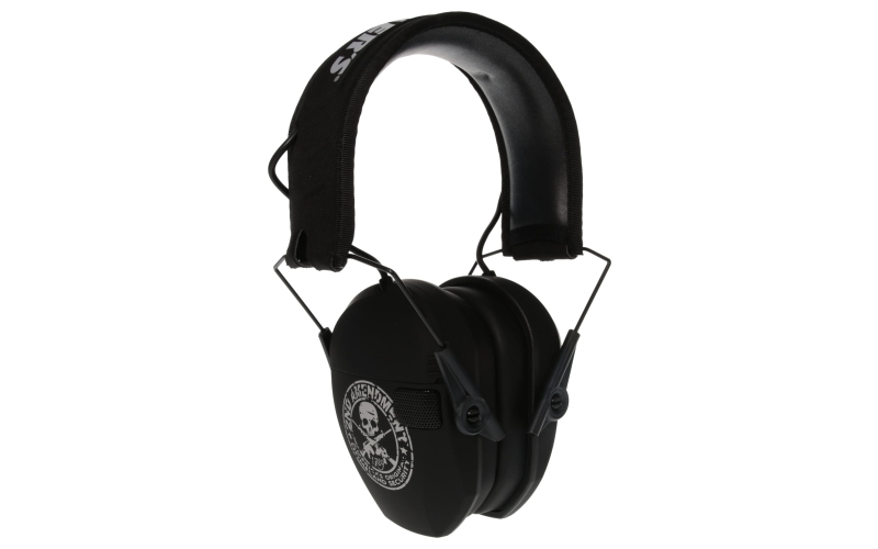 Walker's Razor, Freedom Slim Electronic Earmuff, 2nd Amendment Logo, Two Hi-Gain Omnidirectional Microphones, Low Noise/Frequency Tuned for Natural Sound Clarity, Hi-Def Sound Output w/ Audio Input Jack GWP-RSEMFS-2A