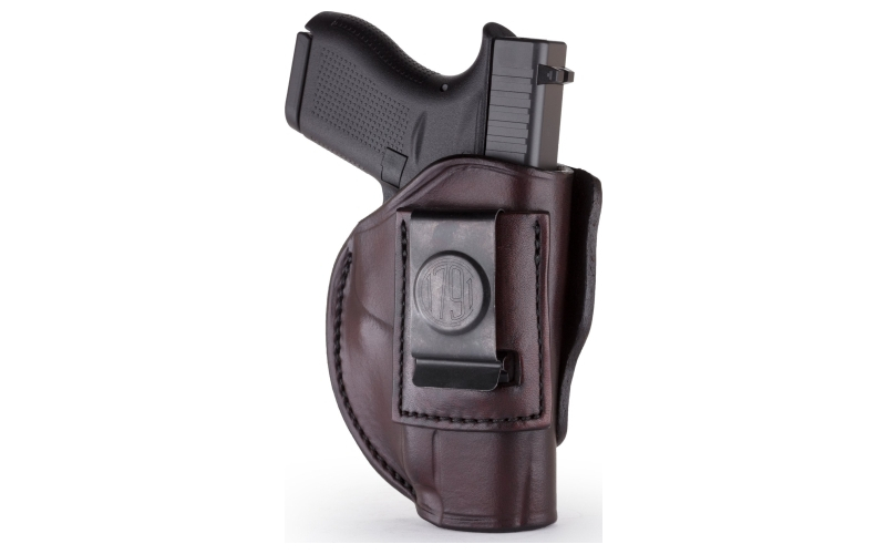 1791 Gunleather 4 Way Holster, Leather Belt Holster, Right Hand,Signature Brown, Fits Glock 42, Size 2 4WH-2-SBR-R