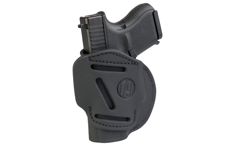 1791 Gunleather 4-WAY Size 3 Multi-Fit IWB Concealment & OWB Leather Belt Holster, Right Hand, Stealth Black, Fits S&W Shield, Ruger LC9, Walther PPS, and Similar Frames 4WH-3-SBL-R