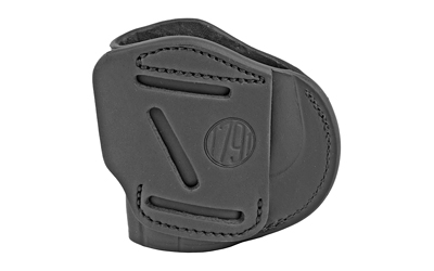 1791 Gunleather 4 Way Holster, Concealment & Belt Holster, IWB/OWB, Stealth Black Leather, Fits Glock 26/27/28/29/30/33/39, Springfield XDS/XDE/XD9/XD40, Right Hand, Size 4 4WH-4-SBL-R
