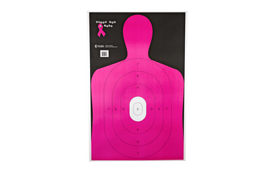 Action Target B-27E Shoot For The Cure Breast Cancer Target, Pink Silhouette Cut Off Below Ring 7, 23"x35", 100 Per Box B-27E-NPT-100
