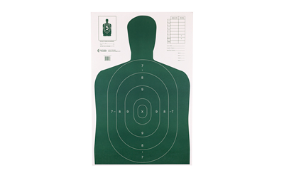 Action Target Action Target, B-27E Economy Target, Green Silhouette Cut Off Below Ring 7, 23"x35", 100 Per Box B-27EGREEN-100