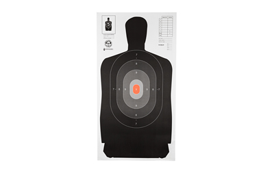 Action Target B-27 North Carolina Criminal Justice Academy Target, Shaded Scoring Rings Starting Outside And Going Dark To Light With A Bright Orange Center, 24"x45", 100 Per Box B-27NCJA-100