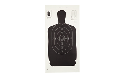 Action Target B-29 Qualification Target, 50 Foot Reduction Of B-27 Police Silhouette, Black, 11.5"x22", 100 Per Box B-29-100