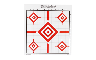 Action Target SI-13, Advanced Rifle Sighting Target, 1.047 Inch Grid Pattern, Black/Red, 14"x15", 100 Per Box SI-13-100