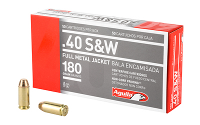 Aguila Ammunition Pistol, 40 S&W, 180 Grain, Full Metal Jacket, 50 Round Box 1E402110