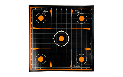 Allen Company EZ AIM Adhesive, Sight-In Grid, 12" Square, 10 Pack, Black/Orange 1531410