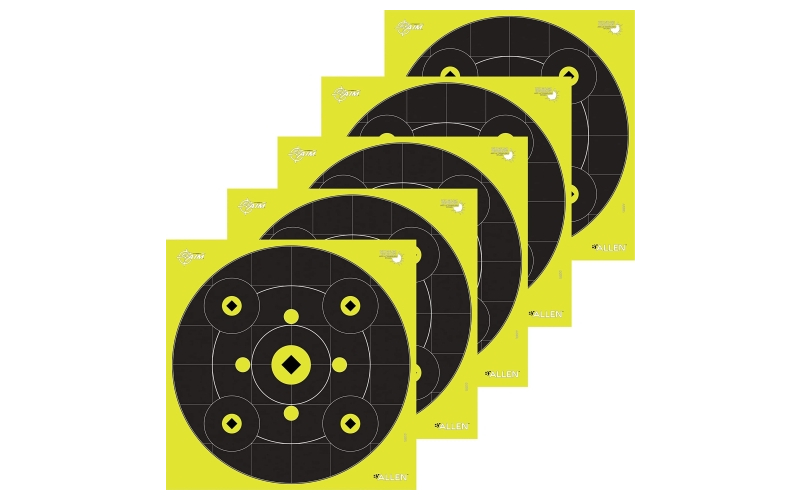 Allen Company EZ AIM Adhesive, Bullseye, 12" x 12", 12 Pack, Black/Chartreuse 15577