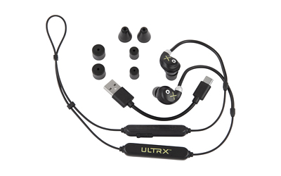 Allen Company ULTRX E-Bud Neckband, Electronic Ear Plug, NRR 19-30 dB, Bluetooth 5.3, Rechargeable, Black 4159
