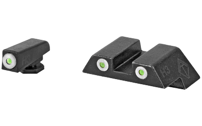 American Tactical Night Sights, For Glock Gen 1-4, Gen 5 (excluding MOS versions): 17/19/22/23/24/26/27/33/34/35/37/38/39/42/43, Green Lamps with White Rings ATINSGLOLF