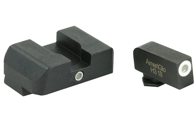 AmeriGlo I-Dot, Sight, 2 Dot, For Glock Gen 1-4 9mm/40S&W/380ACP and Gen 5 10mm/45ACP, Green w/White Outline, Front/Rear GL-101