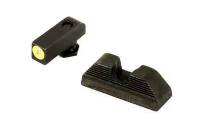 AmeriGlo UC, Sight, Fits Glock 42 and 43, Green Tritium Lime Green Lumi Outline, Front Black Serrated, Round Notch Rear GL-352