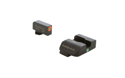 AmeriGlo I-Dot, Single Dot, Night Sight, For Glock Gen 5 9/40, Green Front with Orange Outline, Green Rear, Matte Finish, Black GL-5201