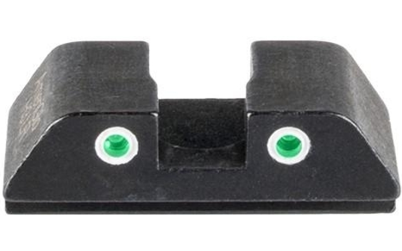 Tritium rear sight for glock (42/43/43x/48)green tritium 2-dot wht outlines