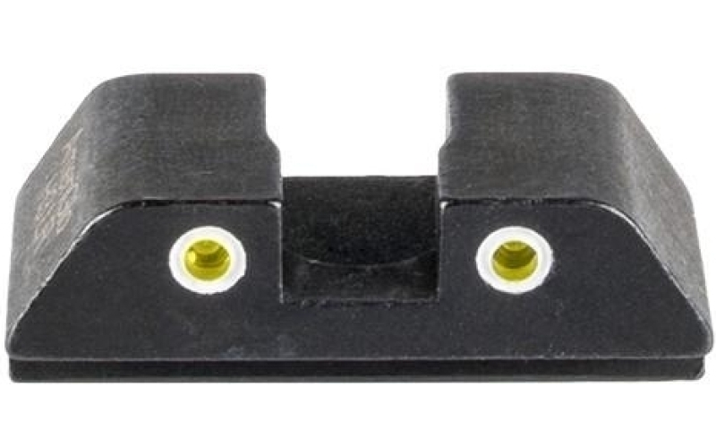 Tritium rear sight for glock (42/43/43x/48)yellow tritium 2-dot wht outline