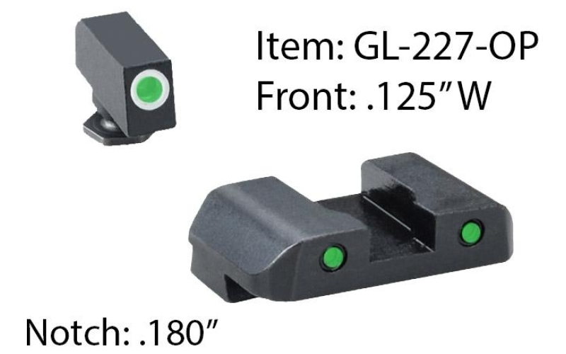 Ameriglo pro operator night sight set for glock 17-39 / front tritium - green / front outline - white / rear tritium - green / rear outline - black