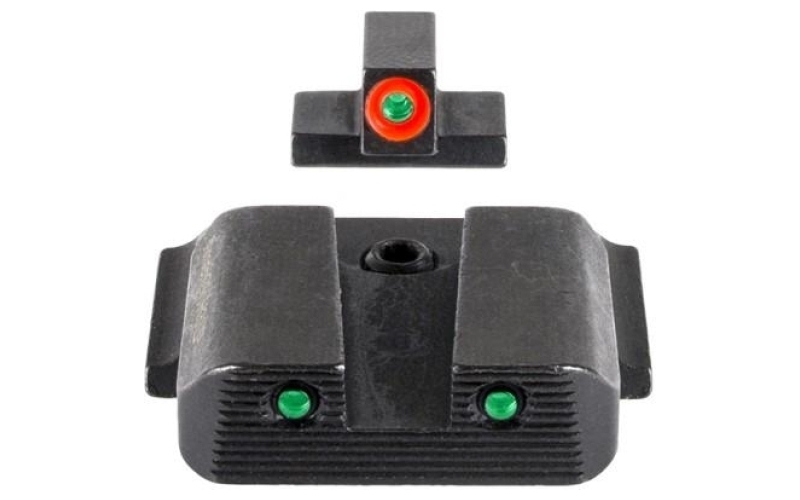 Ameriglo trooper tritium handgun sight set for s&w m&p (excludes .22/.380/shield/ez/pro) green rear green with orange front