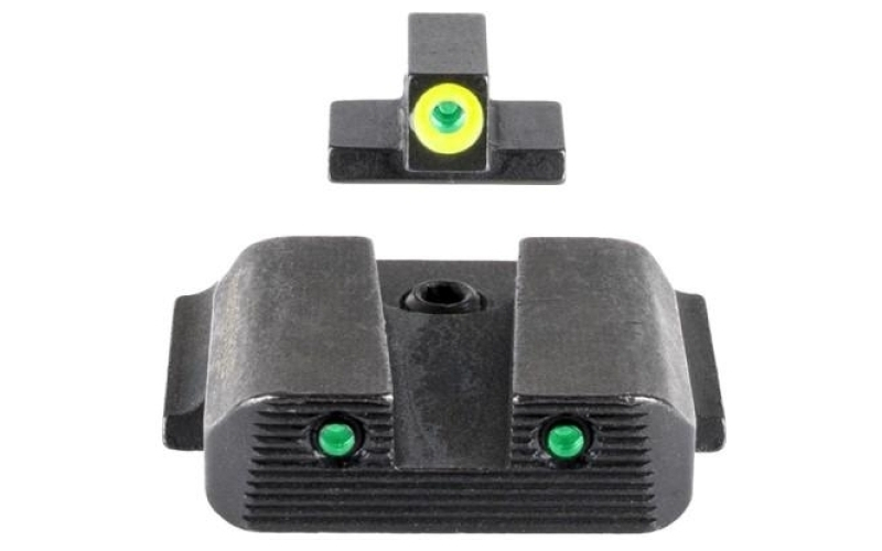 Ameriglo trooper tritium handgun sight set for s&w m&p (excludes .22/.380/shield/ez/pro) green rear green with lumigreen front