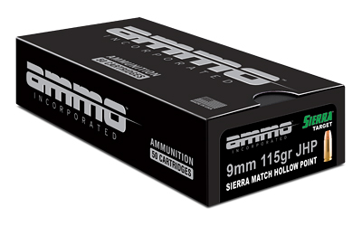 Ammo Inc Signature, 9MM, 115 Grain, Sierra Match Jacketed Hollow Point, 50 Round Box 9115JHP-SRR50