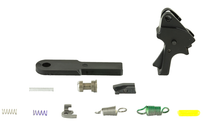Apex Tactical Specialties Flat-Faced Forward Set Sear & Trigger Kit For M&P M2.0, Kit Includes - Flat-Faced Forward Set Trigger, Forward Set Sear Actuator, 2-Dot Fully Machined Sear, Heavy Duty Sear Spring, Duty/Carry Sear Spring, Trigger Return Spring, Duty/Carry Trigger Return Spring, Striker Block, Spring and Talon Tactical Tool, Slave Pin, Black Finish 100-154
