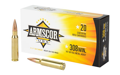 Armscor 308 Win, 147 Grain, Full Metal Jacket, 20 Round Box FAC308-1N