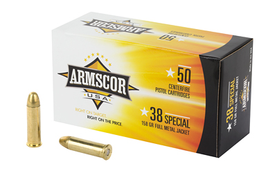 Armscor 38 Special, 158 Grain, Full Metal Jacket, 50 Round Box FAC38-17N