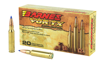Barnes VOR-TX, 308 Win, 130Gr, Tipped Triple Shock X, Boat Tail, 20 Round Box, California Certified Nonlead Ammunition 30816