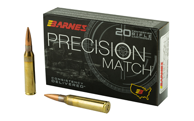Barnes Precision Match, 338 Lapua, 300 Grain, Open Tip Match Boat Tail, 20 Round Box 30728