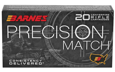 Barnes Precision Match Burner, 6.5 PRC, 145 Grain, Open Tip Match, 20 Round Box 30819