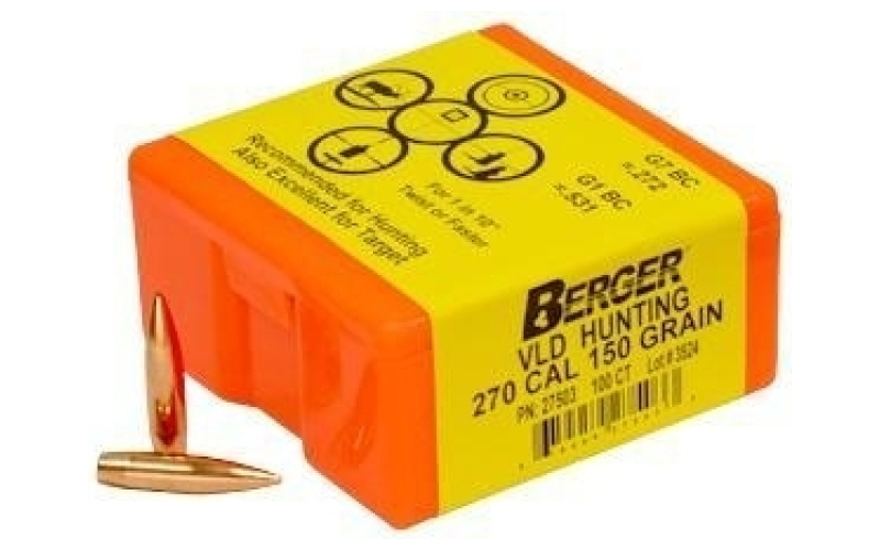 Berger match grade hunting bullets .270 cal .277" 150 gr vld hunter 100/box