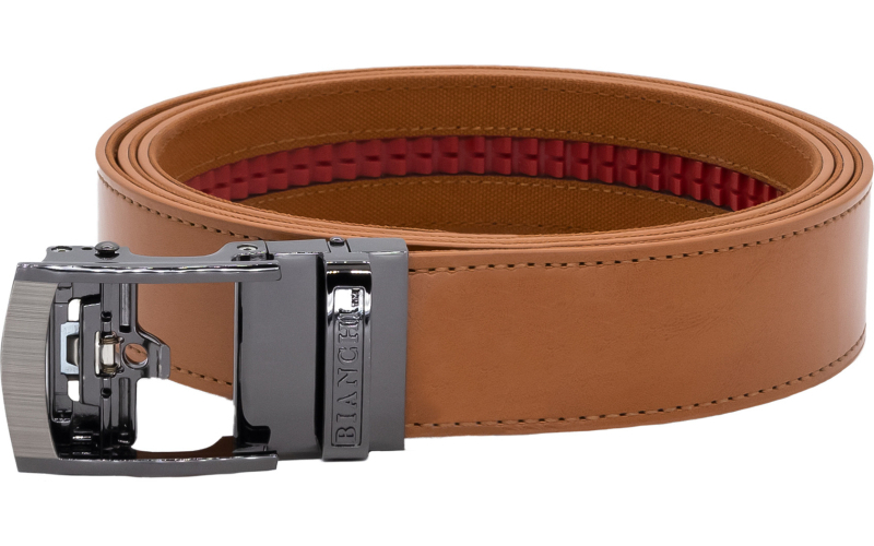 Bianchi EDC NexBelt, 1.5" Wide, User Adjustable Up to 50", Leather Construction, Matte Finish, Tan, High Gloss Silver Buckle NXB-24550