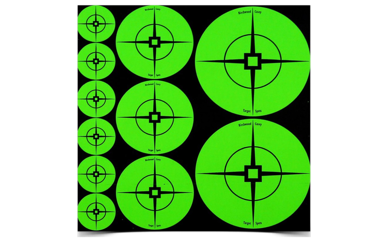 Birchwood Casey Target Spots Assortment, Green, 60-1" Targets, 30-2" Targets, 10-3" Targets BC-33938