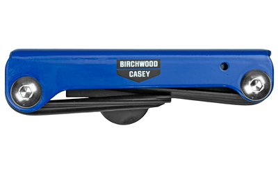 Birchwood Casey Gun Plumber Folding Multi-Tool, Universal Choke Tube Wrench, Multiple Styles Of Bit Options, 10 Tools, Steel, Blue BC-42001