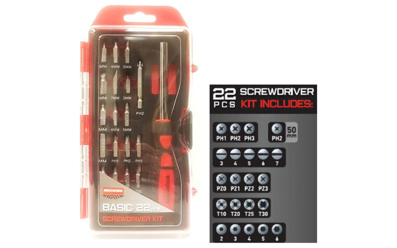 Birchwood Casey Basic Screwdriver Set, 22 Piece Kit, Red BC-BSDS