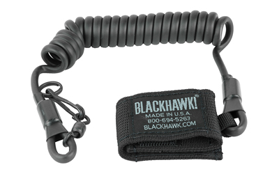 BLACKHAWK Pistol Coil Lanyard with Swivel, Black 90TPL2BK