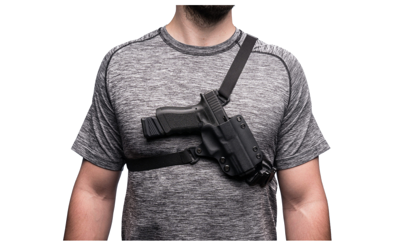 BlackPoint Tactical Outback Chest Holster, For Glock 19/23/32, Kydex Construction, Black, Right Hand 105849