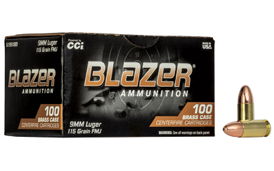 Blazer Ammunition Blazer Brass, 9MM, 115 Grain, Full Metal Jacket, 100 Round Box 51991BB