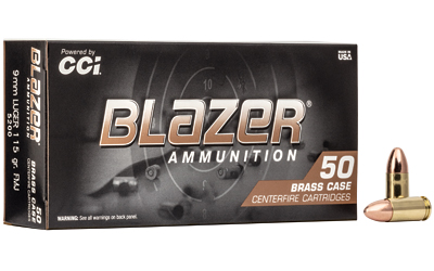 Blazer Ammunition Blazer Brass, 9mm, 115 Grain, Full Metal Jacket, 50 Round Box 5200