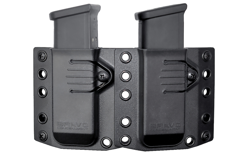 Bravo Concealment Magazine Pouch, Double, 1.5" Belt Loops, Size Small, Fits G43 and M&P Shield Magazines, Ambidextrous, Polymer, Black BC60-2001S
