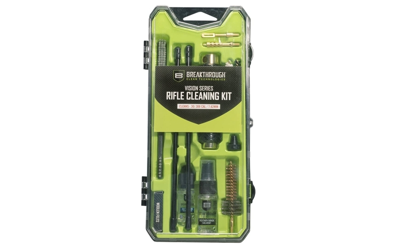 Breakthrough Clean Technologies Vision Series, Cleaning Kit, For AR10, Includes Cleaning Rod Sections, Hard Bristle Nylon Brushes, Jags, Patch Holders, Cotton Patches, Durable Aluminum Handle And Mini Bottles of Breakthrough Military-Grade Solvent And Battle Born High-Purity Oil BT-CCC-AR10