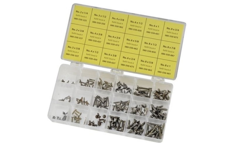 Brownells Unplated steel flat head wood screw kit blued